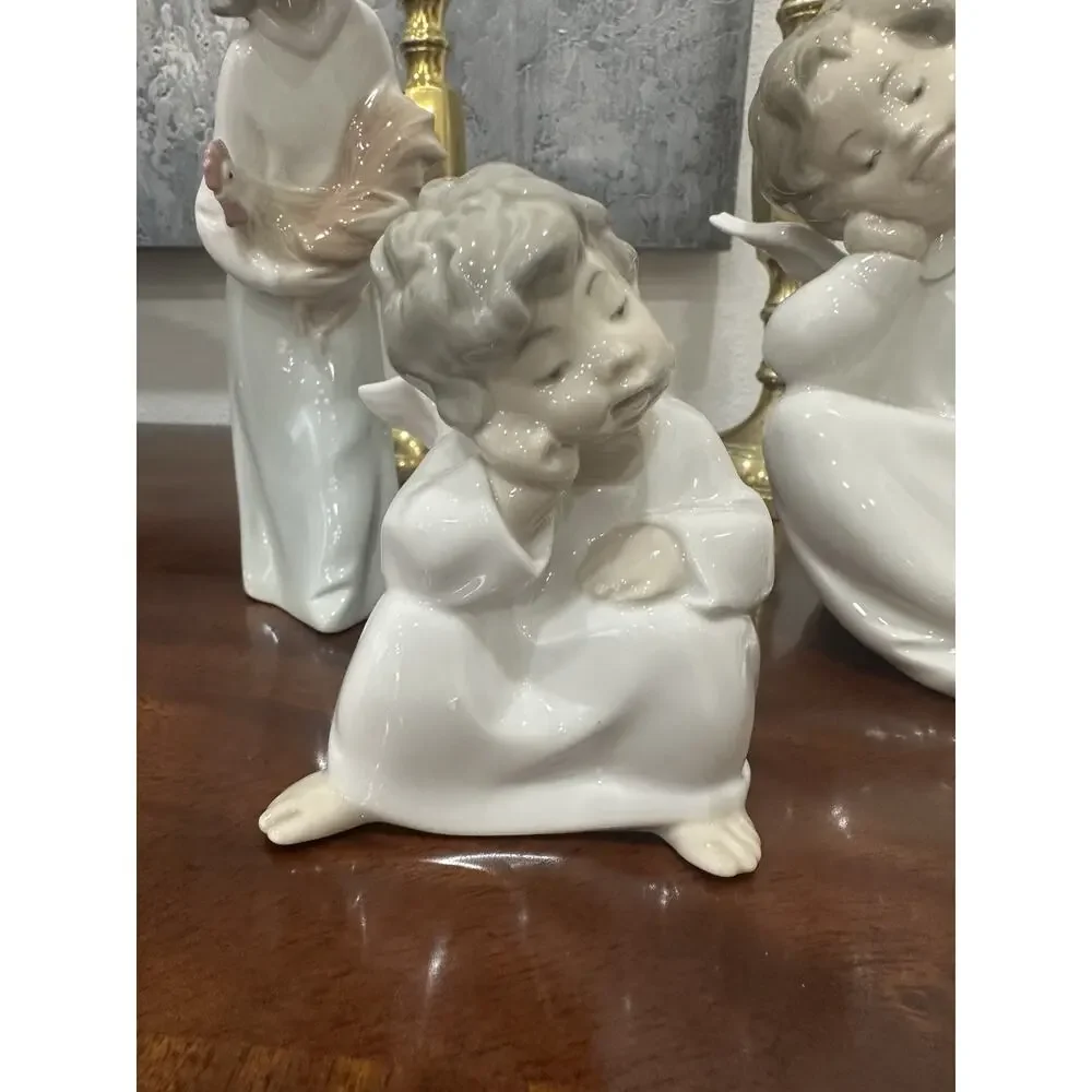 Lot of 3 Authentic Lladró Spain Porcelain Figurines Angels & Child Bird EUC